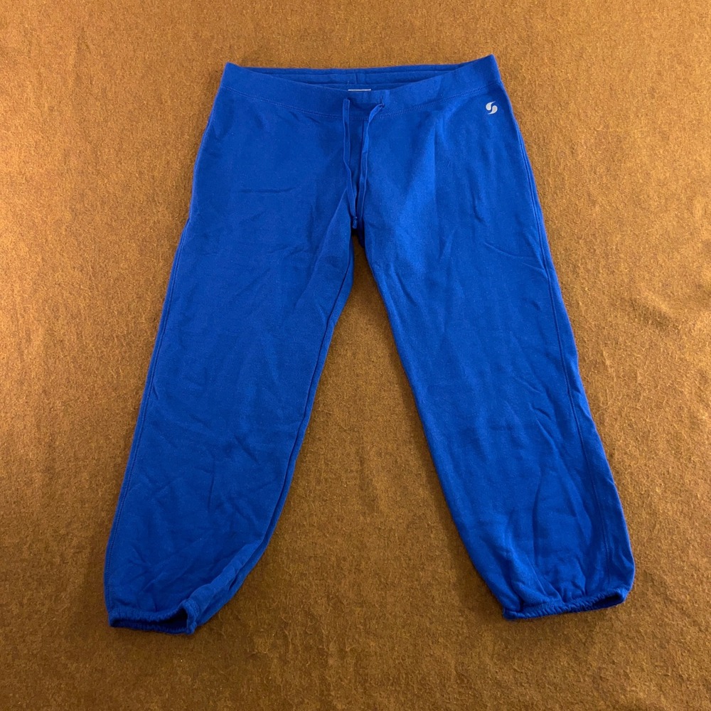 Soffe Womens Large Blue Fleece Drawstring Elastic Cuff Sweatpants New